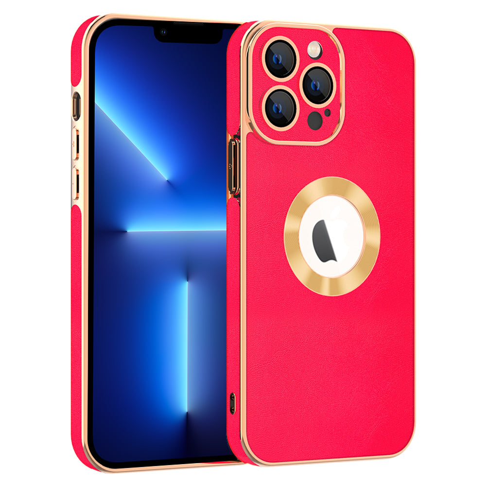 For iPhone 13 Pro Max 6.7 inch Electroplating Phone Cover PU Leather TPU Frame PC Back Phone Case - White For iPhone 13 Pro Max 6.7 inch Electroplating Phone Cover PU Leather TPU Frame PC Back Phone Case - White